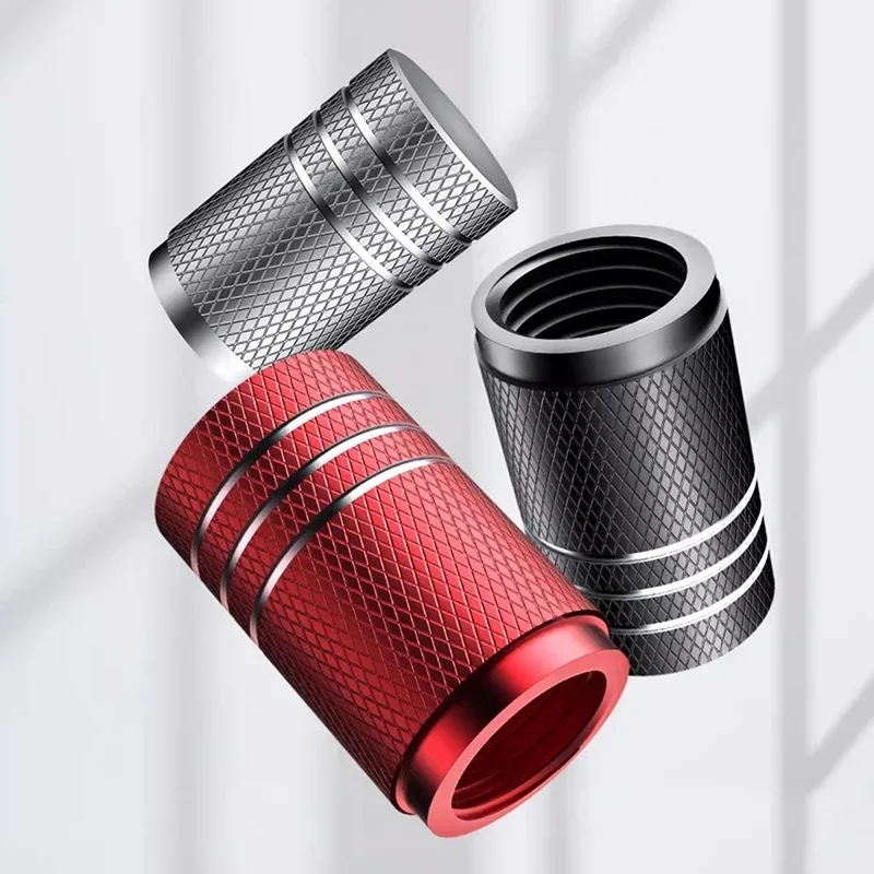 Motorcycle Valve Cover - 4 ชิ้นรถยางวาล์วหมวก Knurling สไตล์ยางวาล์วหมวกอลูมิเนียมยางล้อ Stem Air